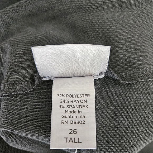 Avenue Straight Leg Dress Pants Gray Pull On Tummy Control High Rise 26 Tall - Picture 8 of 9